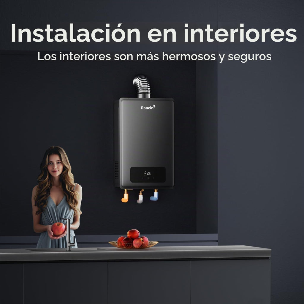Ranein Calentador de agua sin tanque de gas propano, 5.3 GPM, 130,0...