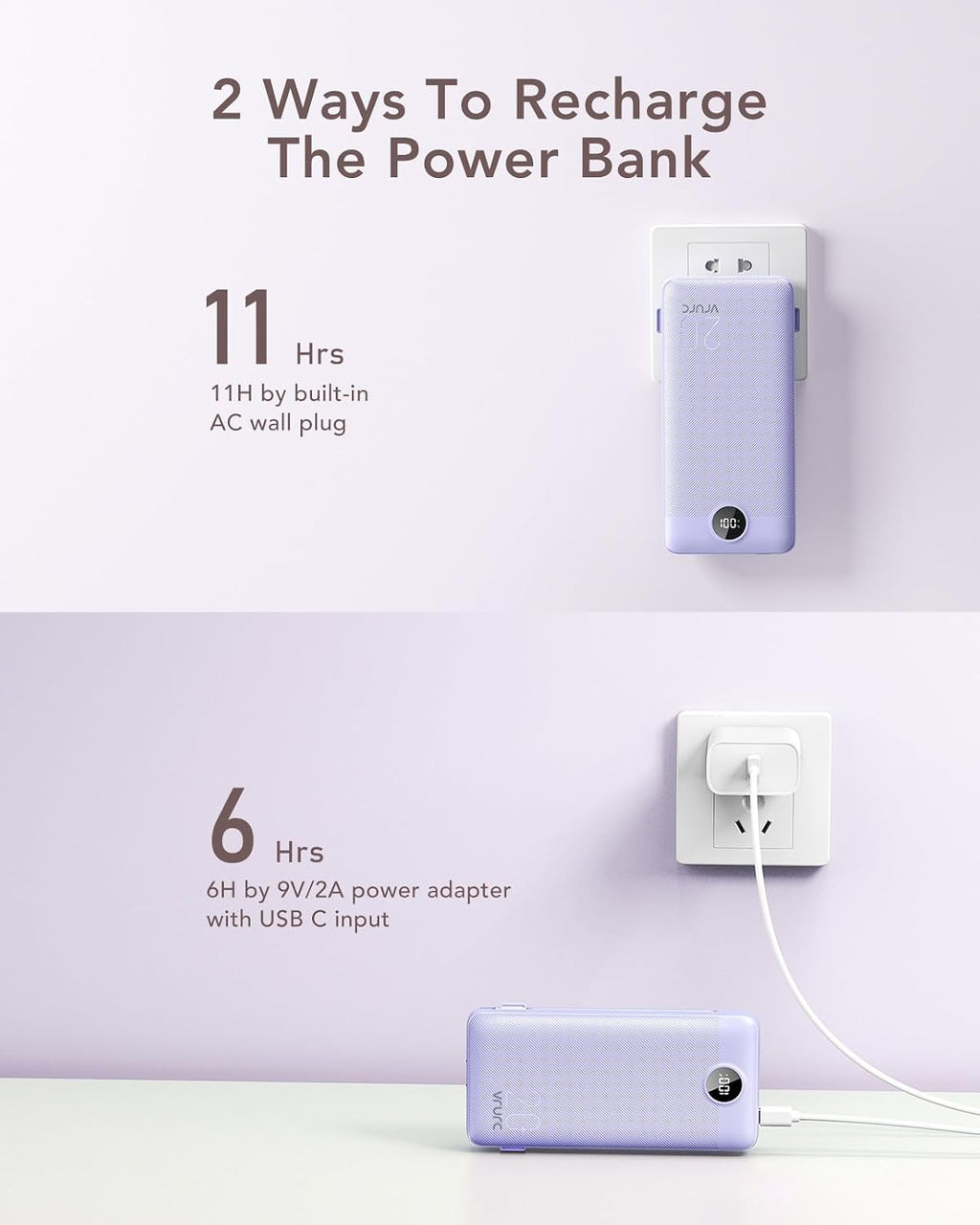 VRURC Cargador portátil de 20000 mAh, banco de energía de carga ráp...