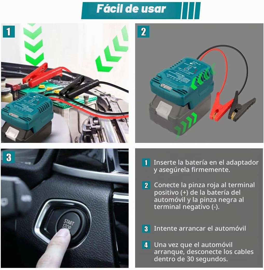 Adaptador de Arrancador Auxiliar para Batería de Iones de Litio de...