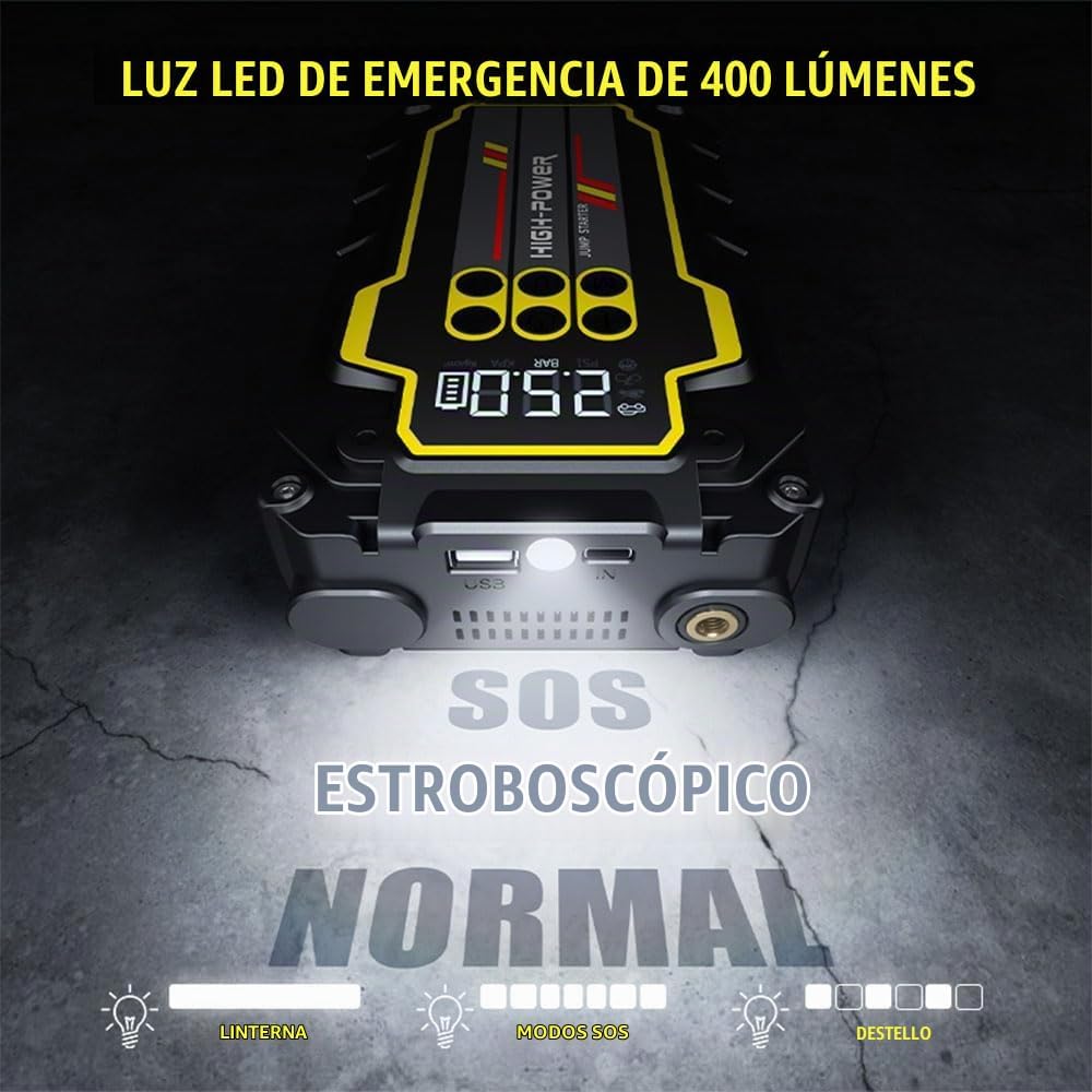 Naisiang Arrancador de Batería de Coche 4000A 12V (Hasta 7.0L de Ga...