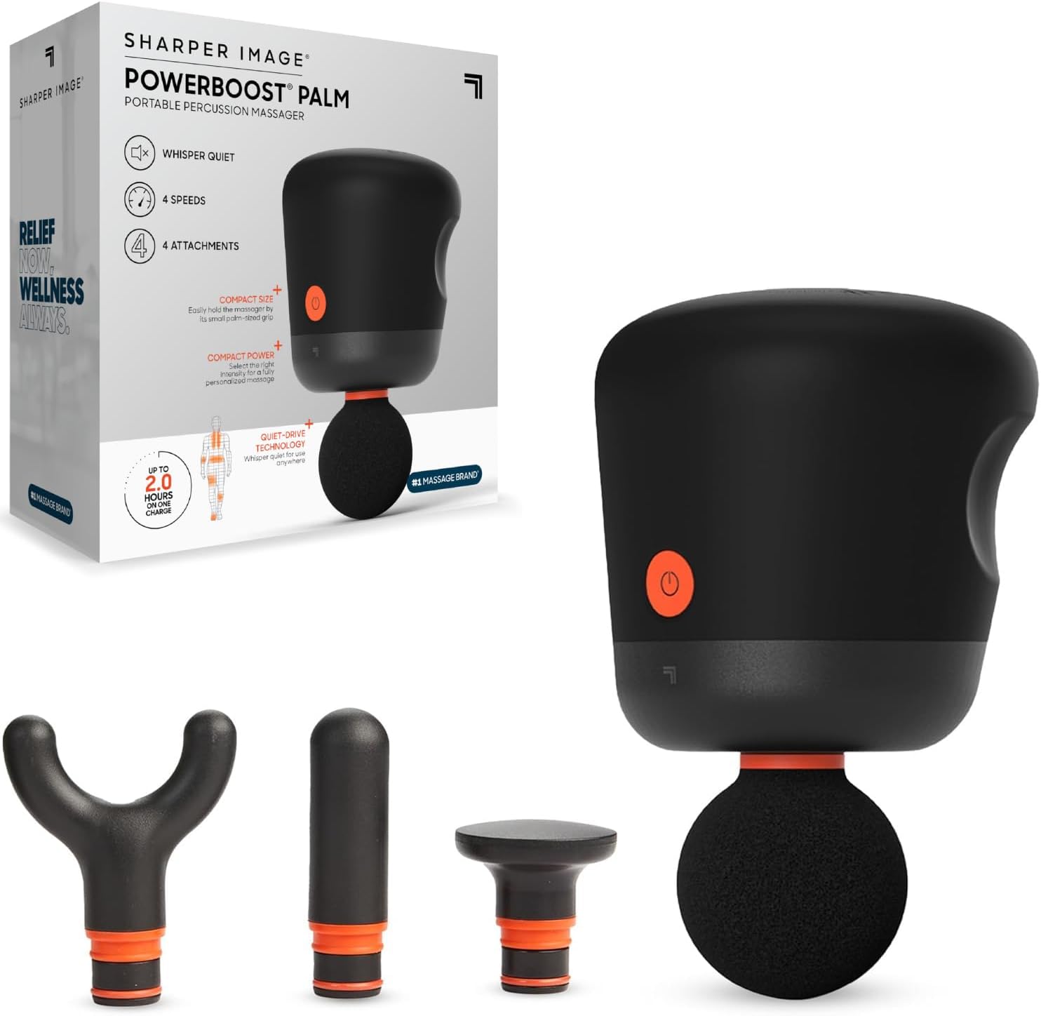 Sharper Image Mini Pistola de Masaje, Powerboost Palm Masajeador de...