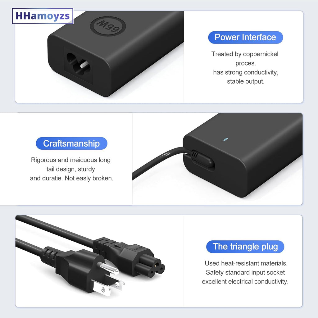 HHamoyzs Cargador USB C para laptop de 65 W, compatible con Dell La...