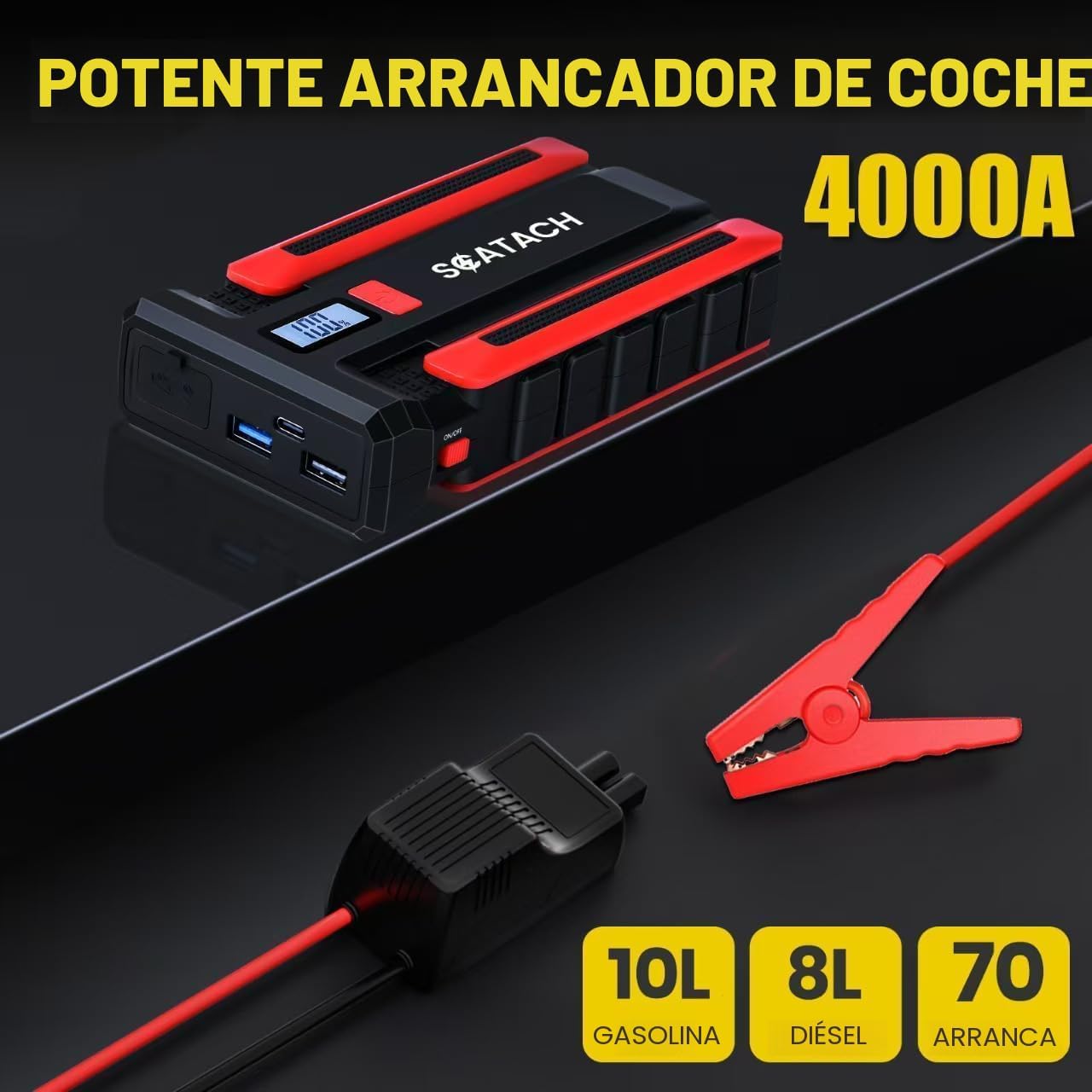 Scatach 4000A arrancador de batería de coche, arrancador de batería...
