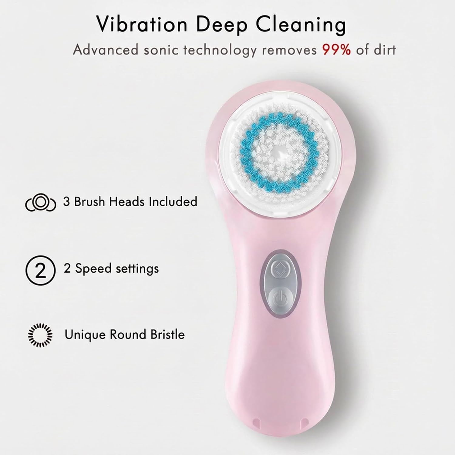 Microtree Cepillo eléctrico de limpieza facial, sin rotación, limpi...
