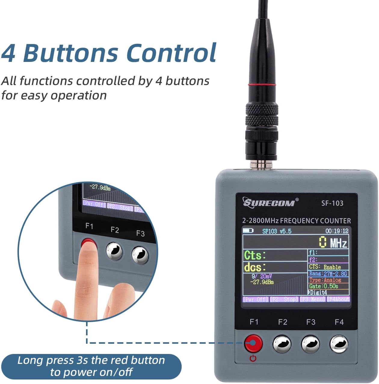 Mcbazel Surecom SF-103 portátil 2mHz -2.8GHz Walkie Talkie Contador...