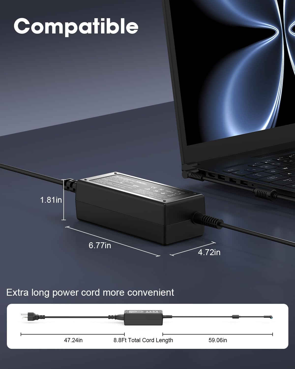 Cargador HP de 65 W, adaptador para portátil HP Pavilion x360 14 15...