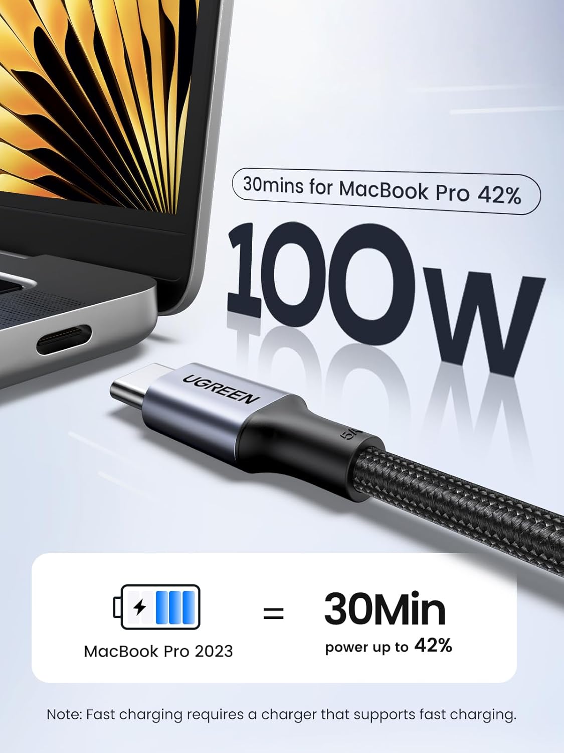 UGREEN Cable USB C a USB C, paquete de 2 cables de carga USB C de 1...