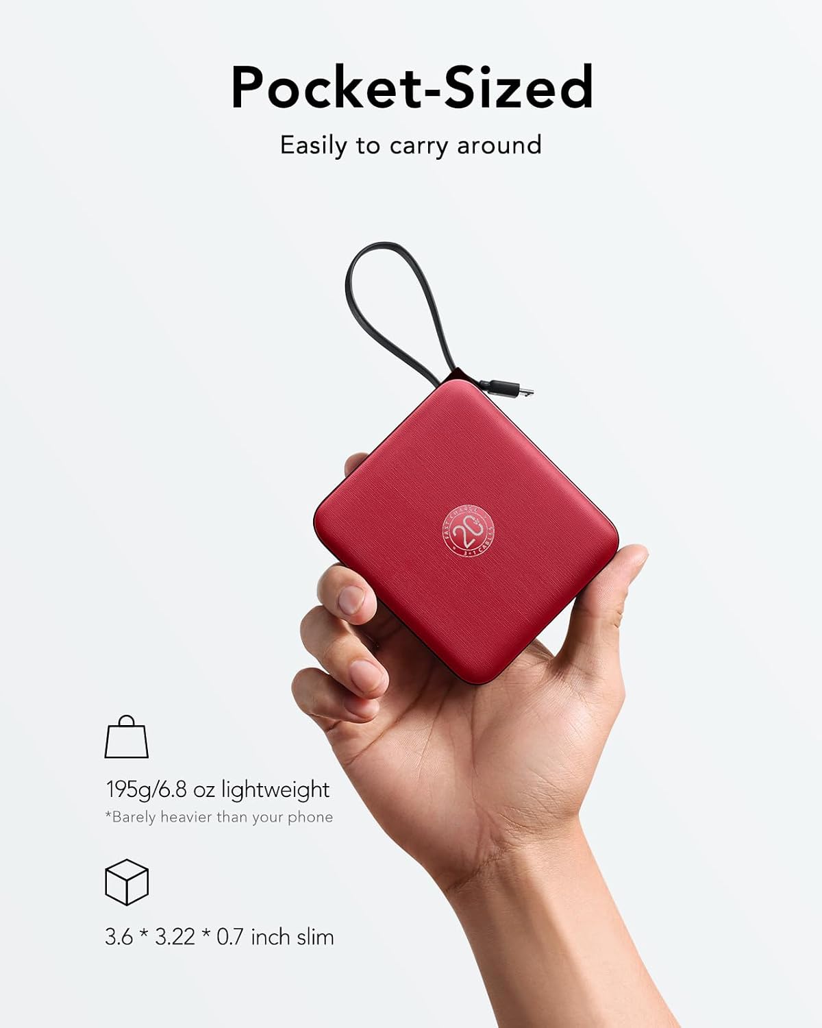 VRURC Cargador portátil de 10000 mAh para iPhone con cables integra...