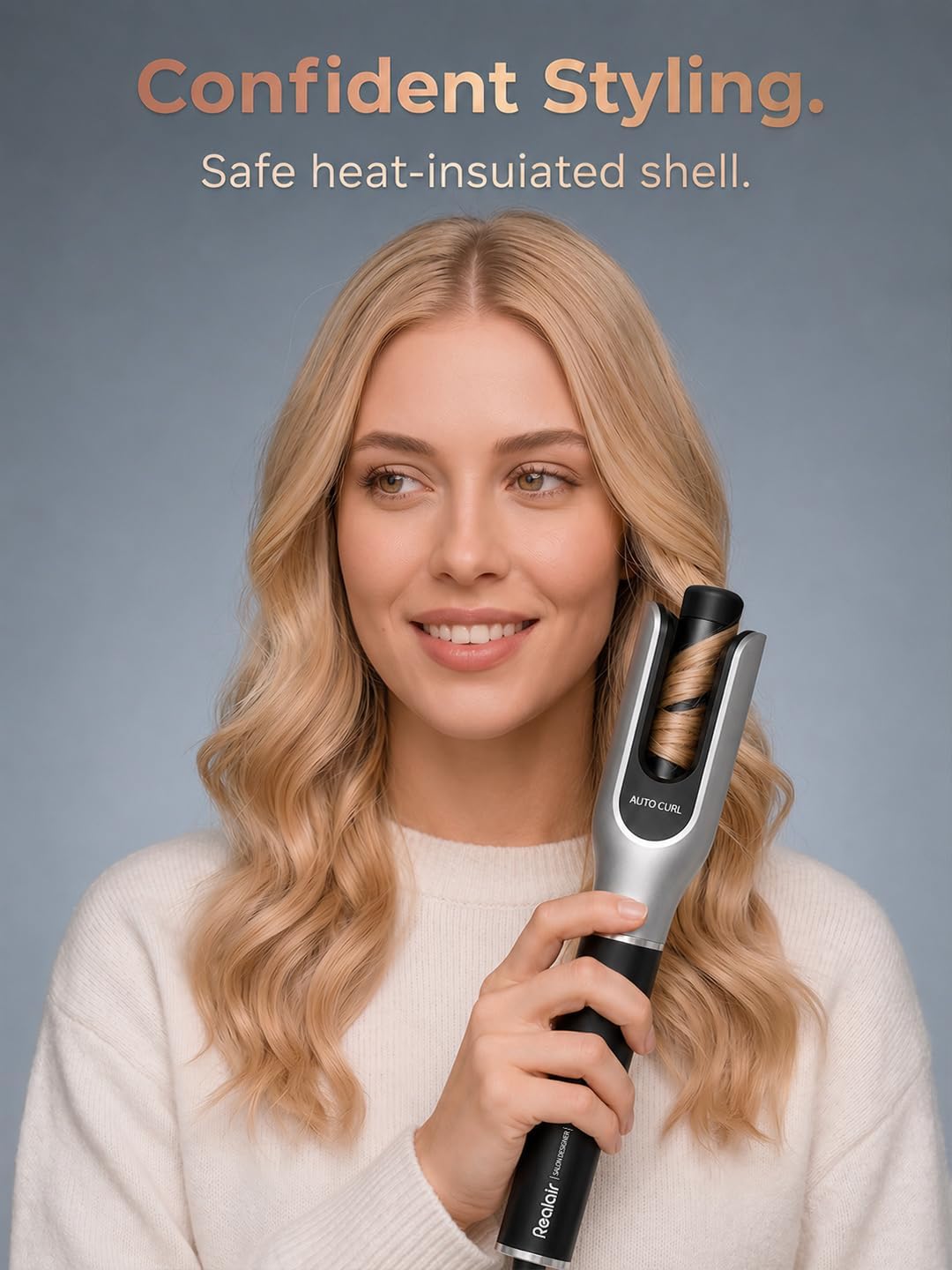 Realair Rizador giratorio automático, rizador automático de pelo de...