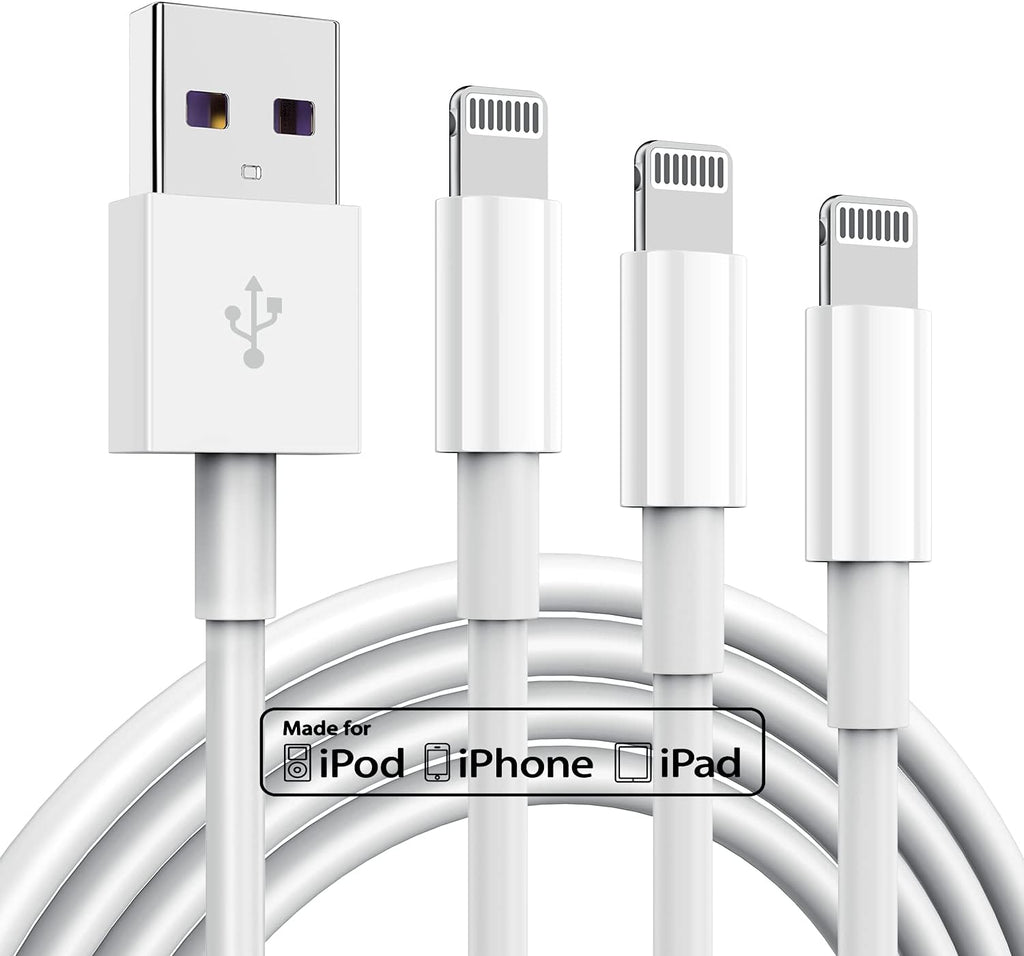 Paquete de 3 cables de carga de 6 pies con certificación MFi de App...