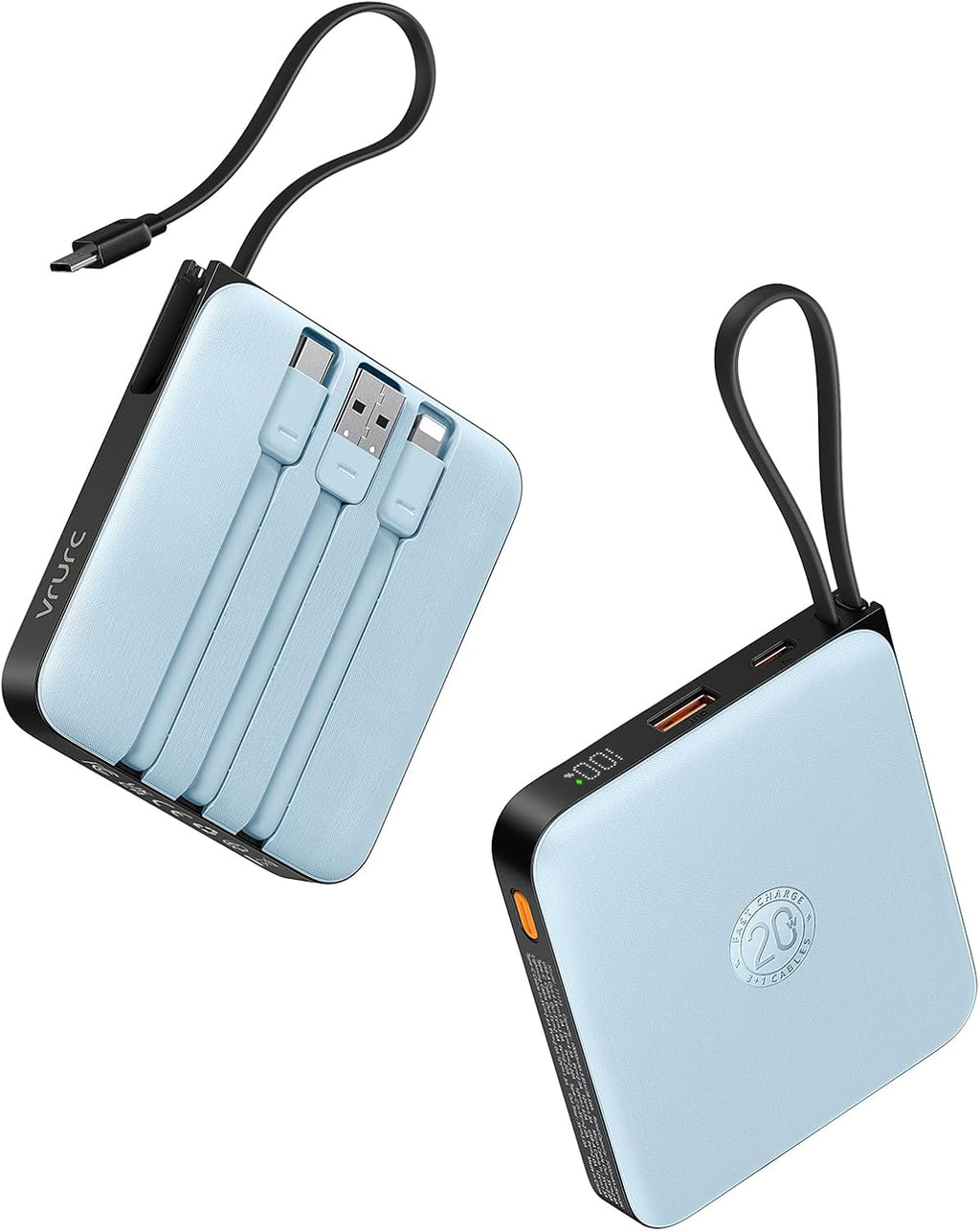 VRURC Cargador portátil para iPhone con cable incorporado, batería...