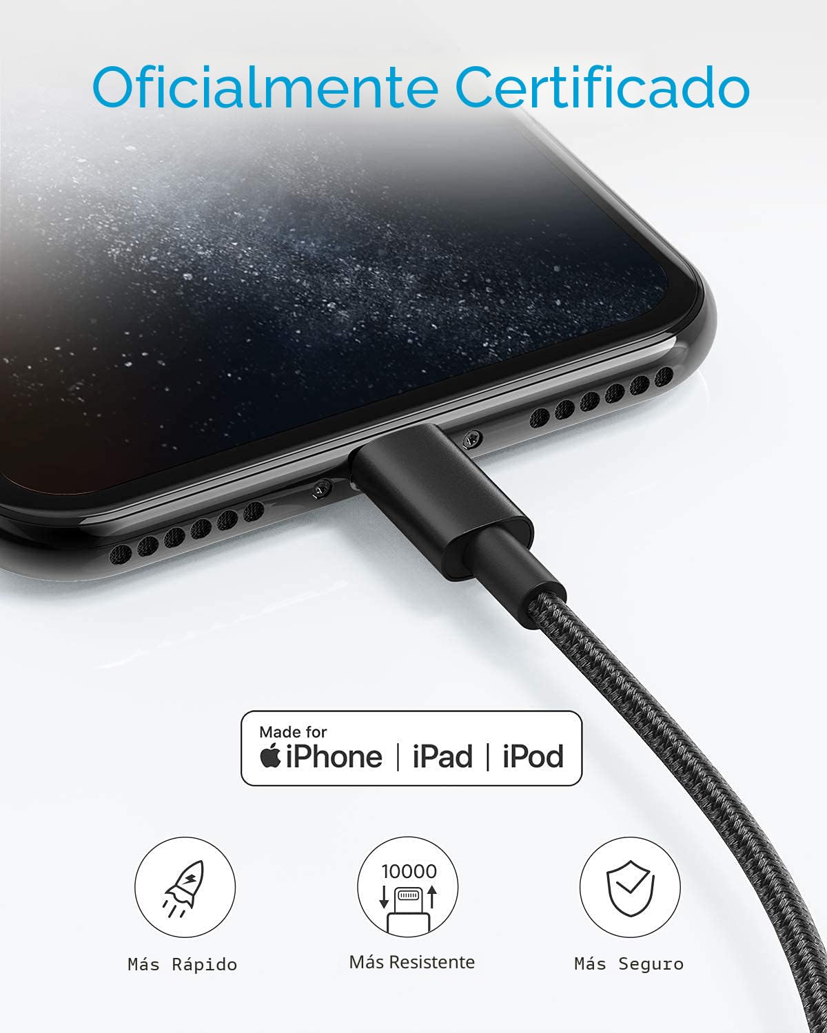 Anker Cable Lightning de nailon de doble trenzado de alta calidad d...