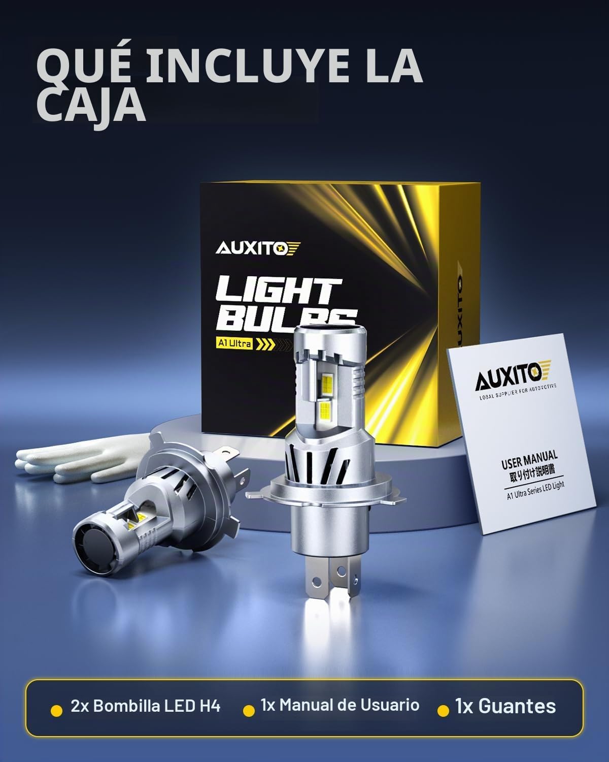 AUXITO Bombilla LED H4, bombillas 9003, 48000 lm, larga duración, v...