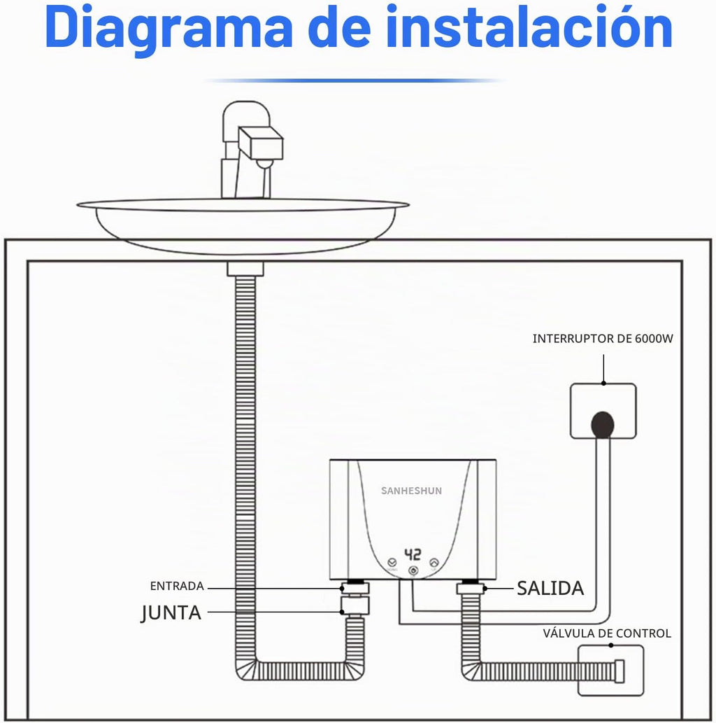 Calentador de agua eléctrico sin tanque, calentador de agua calient...