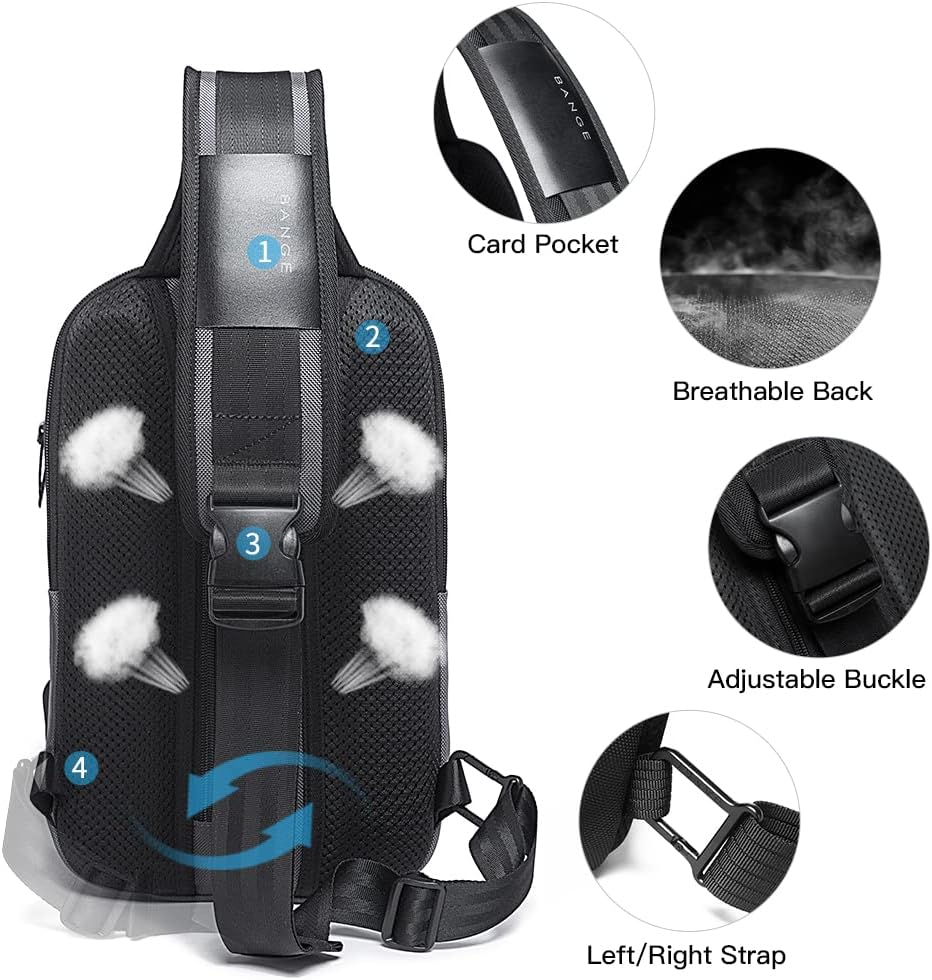 BANGE Bolso bandolera, bolso de hombro impermeable para hombres, bo...