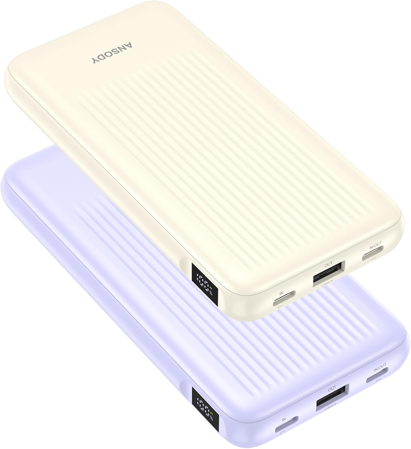 Ansody Paquete de 2 baterías de carga rápida de 10000 mAh, cargador...