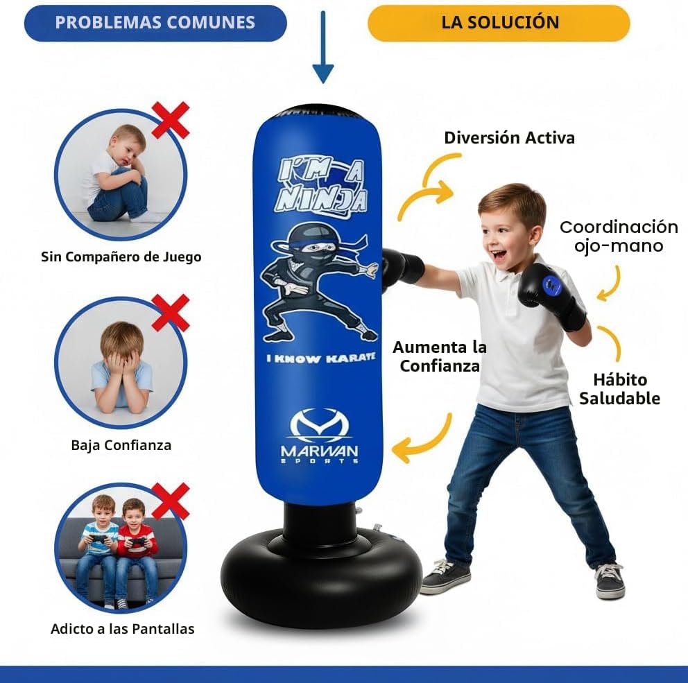 Marwan Sports Ninja - Saco de boxeo para niños, juguete sensorial i...