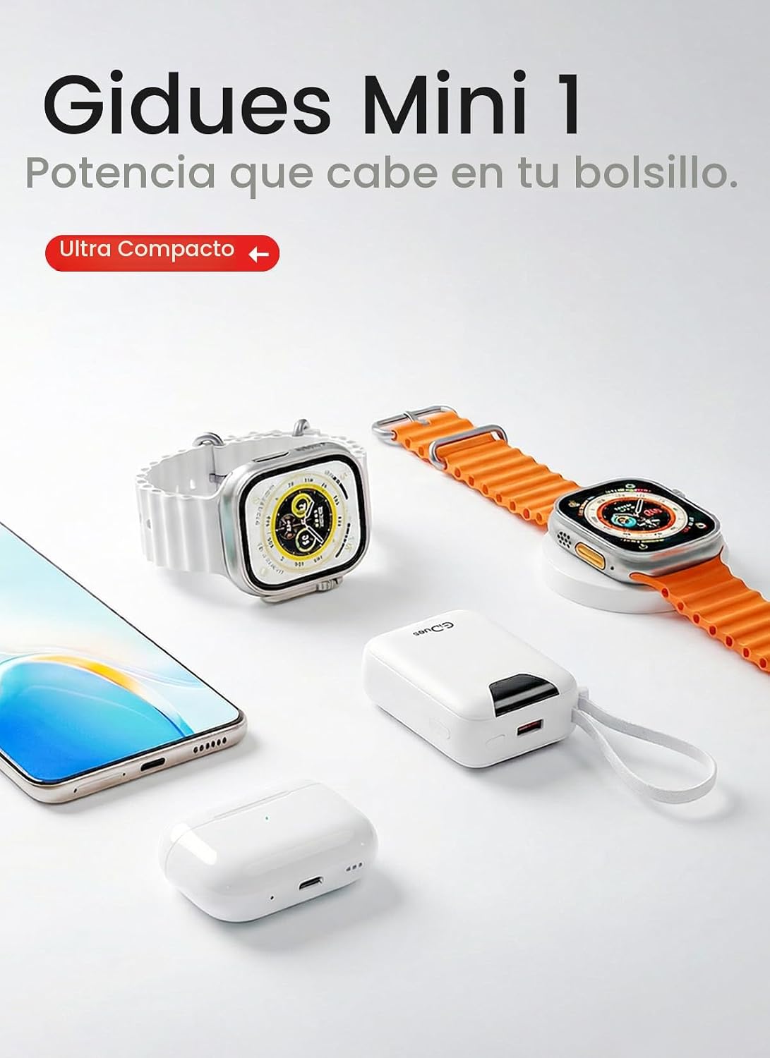 Gidues Mini cargador portátil, banco de energía ultracompacto de 10...