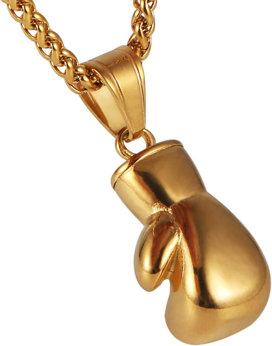 HZMAN Collar con colgante de guante de boxeo de acero inoxidable pa...