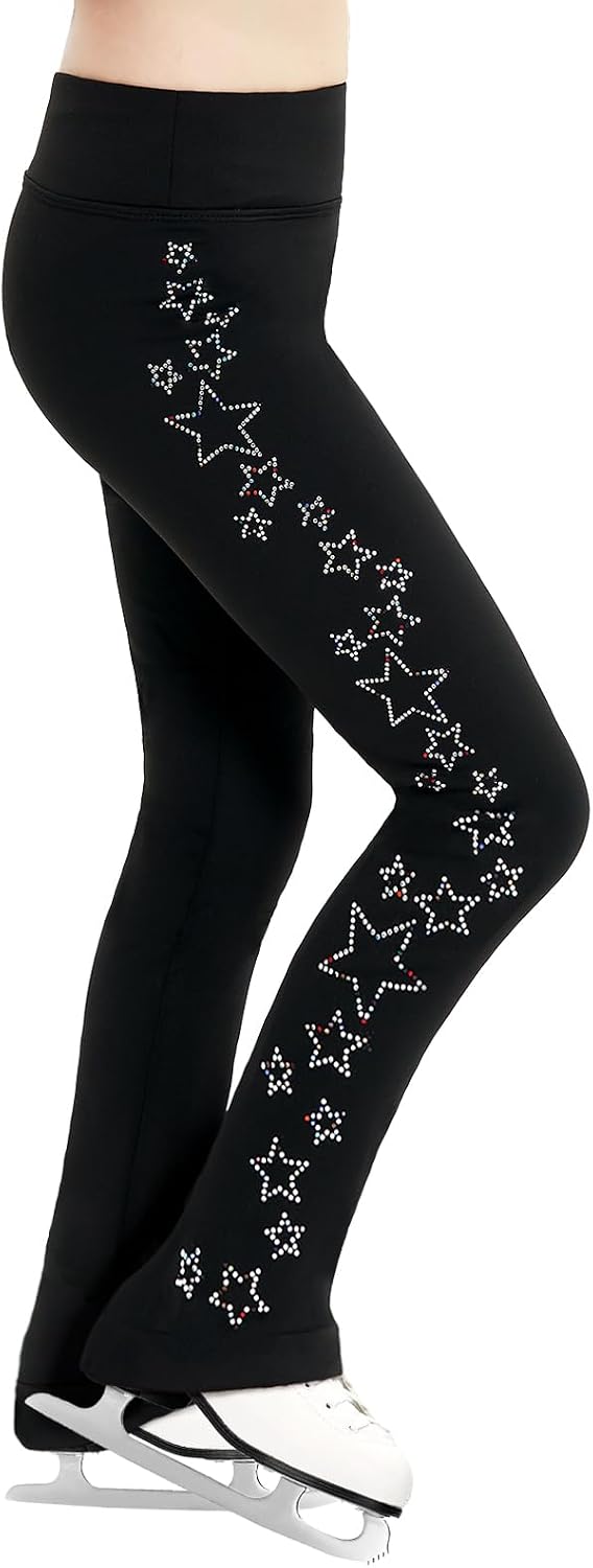 Gogokids Leggings de patinaje sobre hielo para niñas, pantalones té...