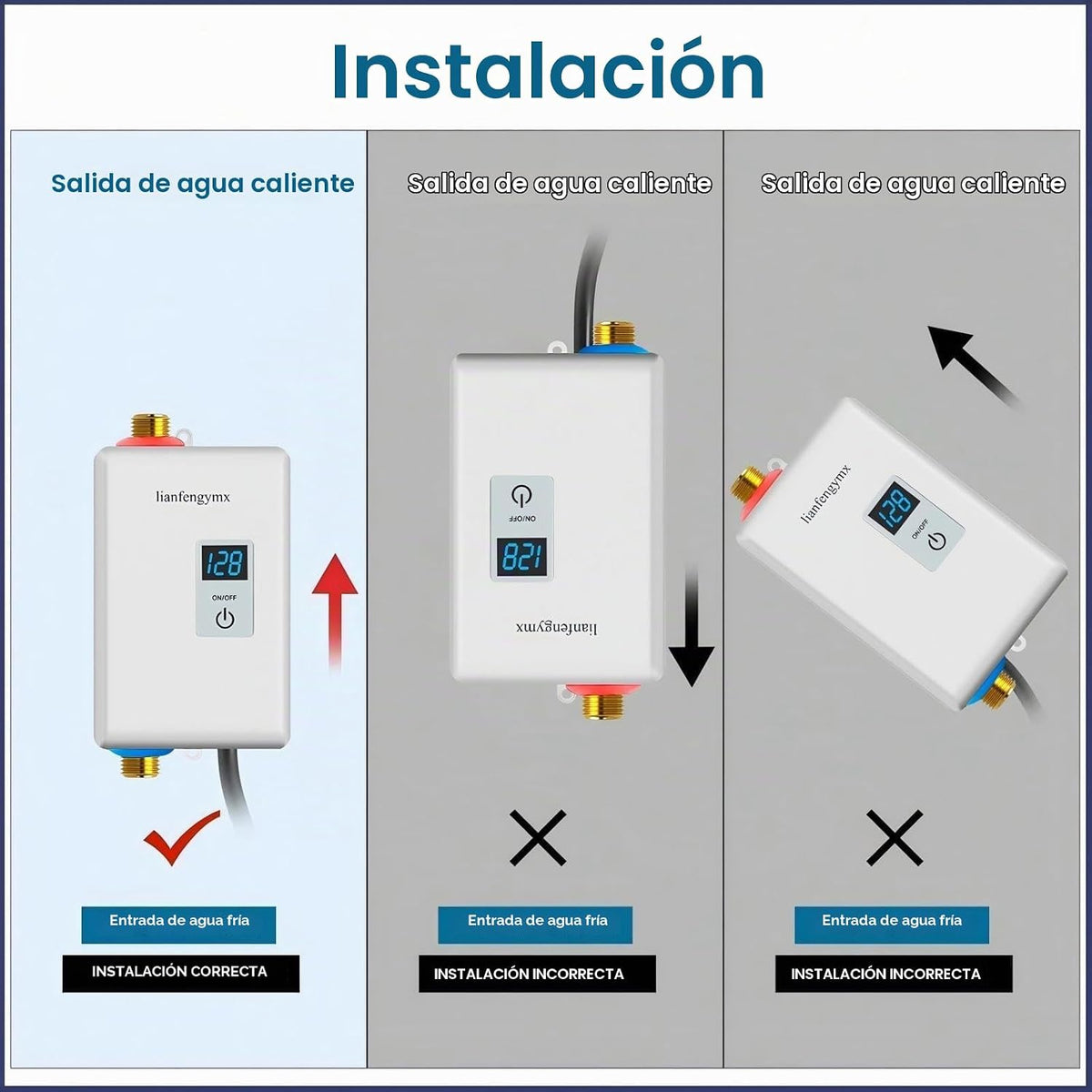 lianfengymx - Calentador de agua eléctrico sin tanque de 3000 W, 11...