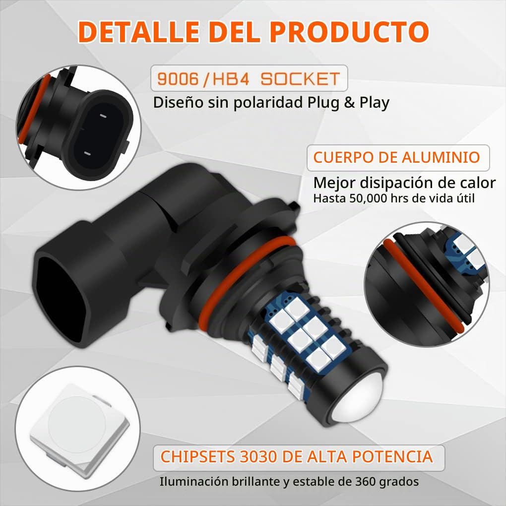 GLOFE 9005 9006 HB3 HB4 Bombillas LED 10000K Azul Profundo H10 Xtre...