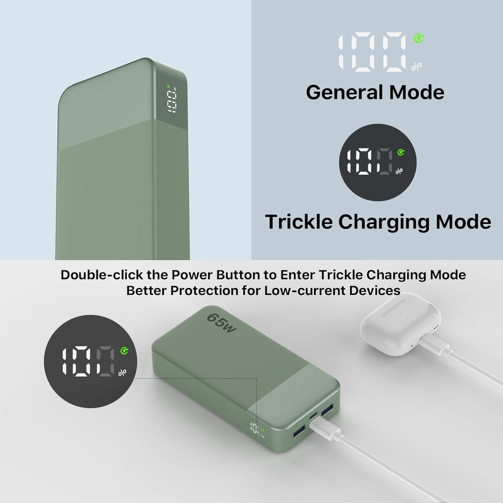 NOBIS Paquete de baterías de 20000 mAh, banco de energía de 65 W, c...