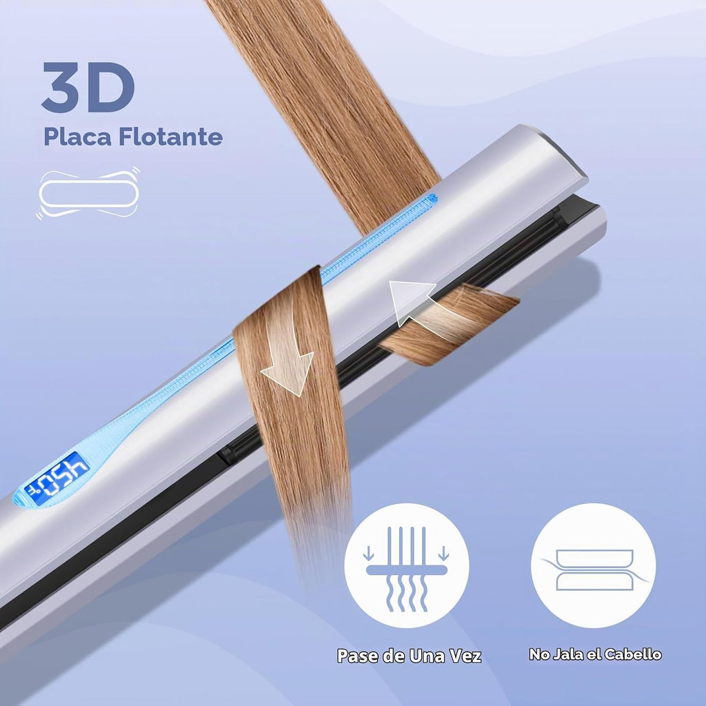 IG INGLAM Plancha plana de titanio para alisar el cabello, rizador...