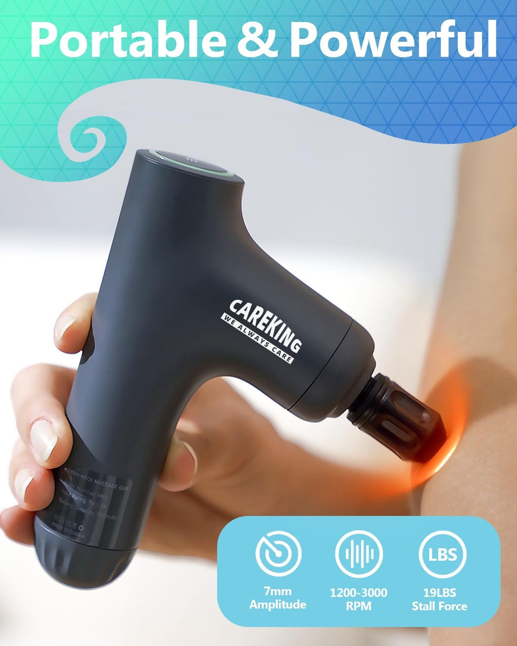 CAREKING 3-en-1 Pistola de masaje desmontable de tejido profundo, m...