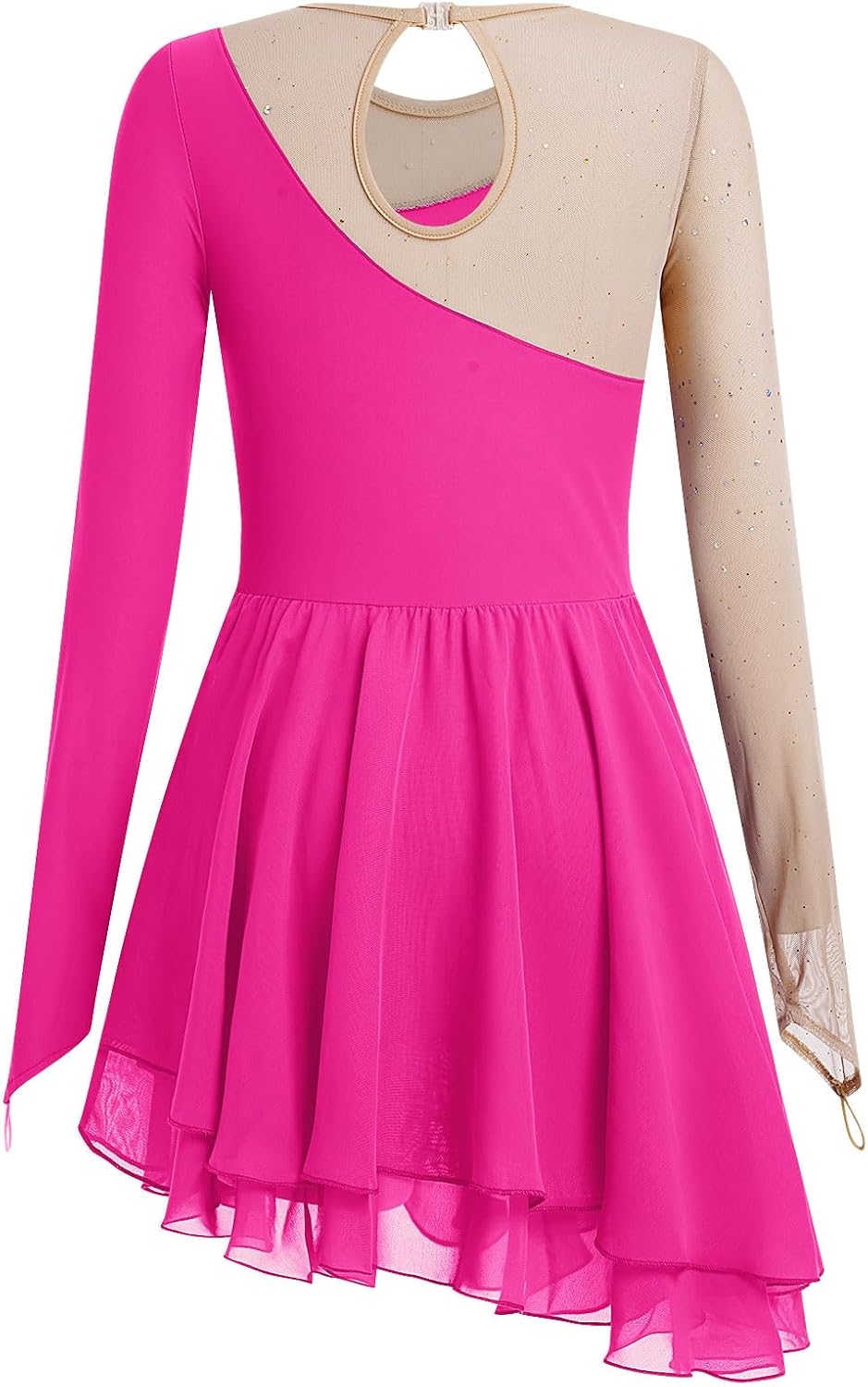 Vestido de patinaje sobre hielo para mujer, manga larga, traje de p...