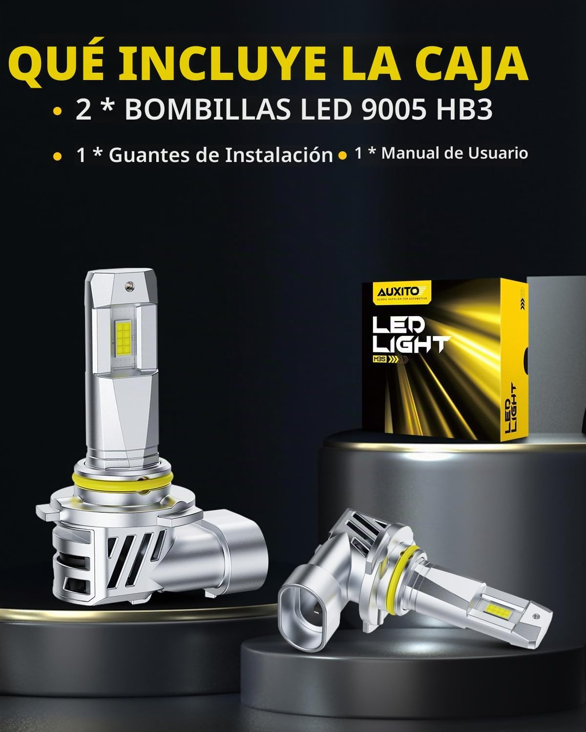 AUXITO Bombillas 9005 HB3, 40000 lúmenes, 1000% más brillante, luz...