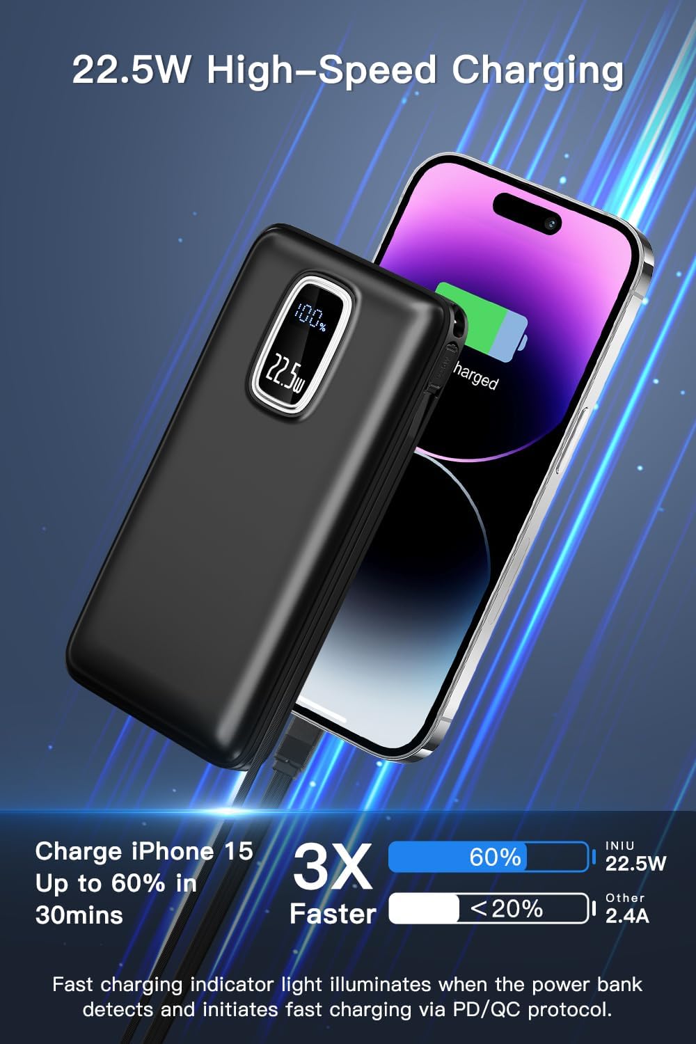 DXUN Cargador portátil de batería \u2013 Cargador de teléfono portá...
