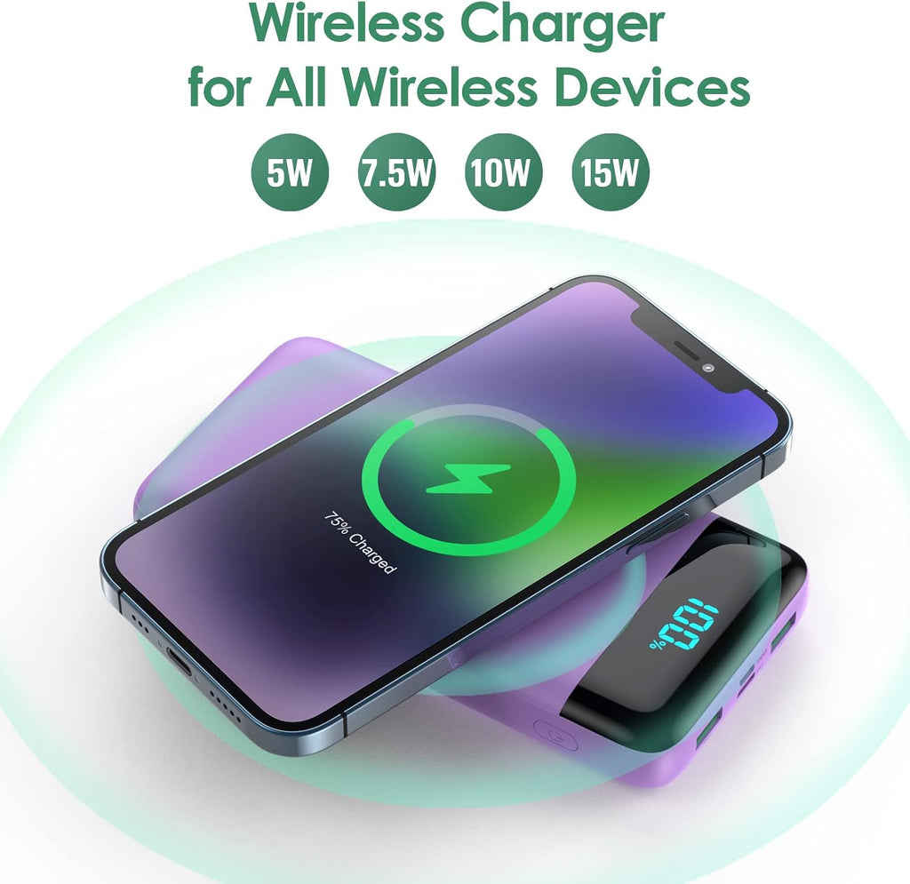 Cargador portátil inalámbrico de 30,800 mAh, cargador de batería US...