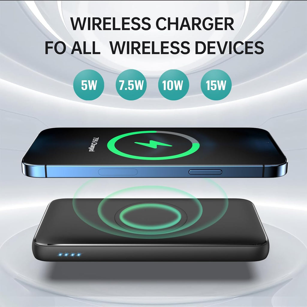 Cargador portátil inalámbrico, 13800 mAh, 15 W, carga inalámbrica r...