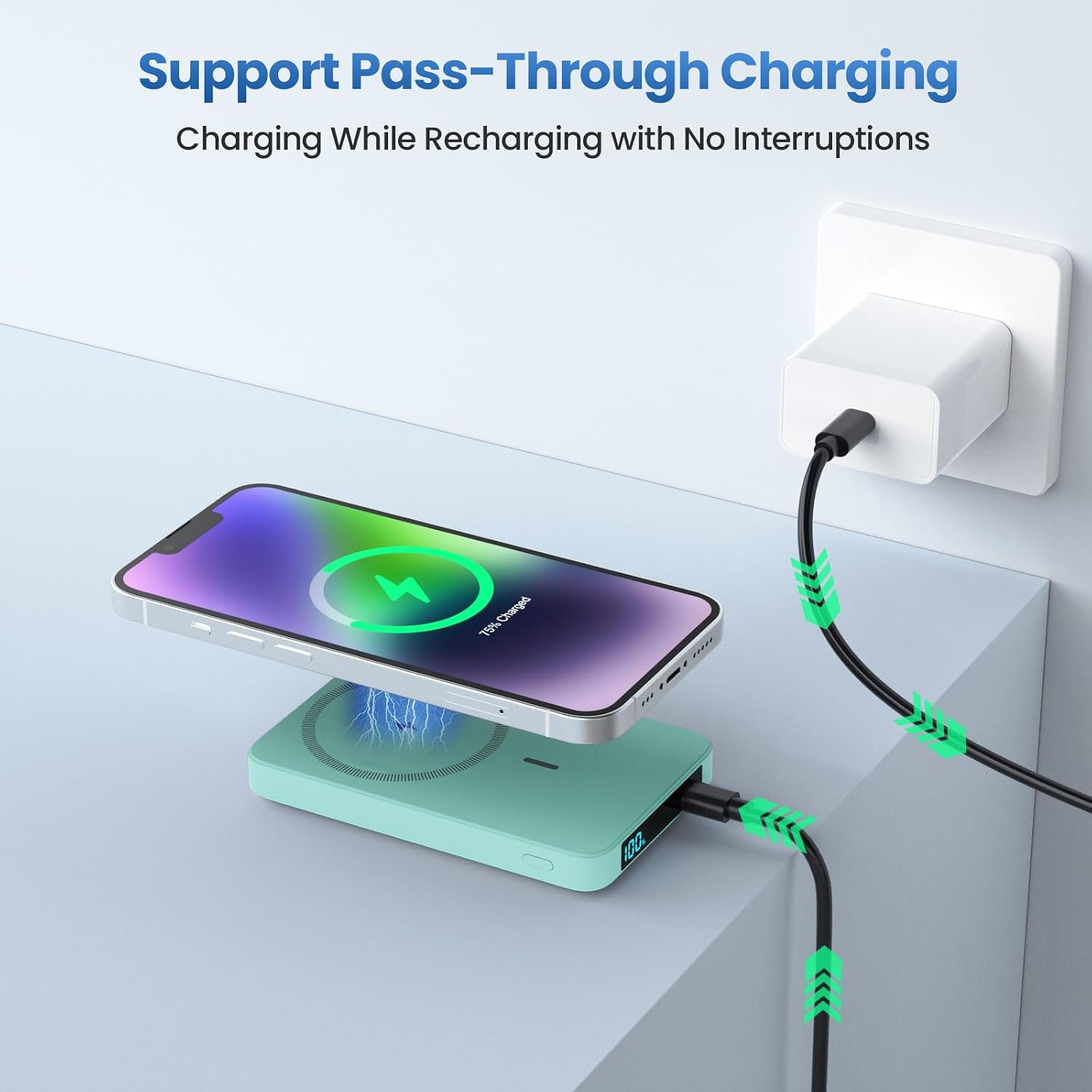 HHETP Cargador portátil magnético de 10800 mAh para batería Magsafe...