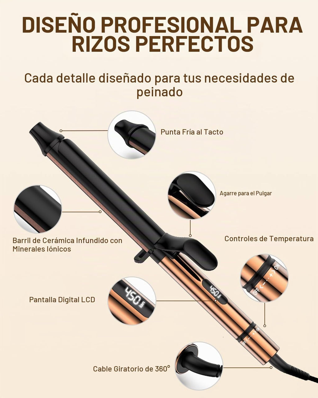 MESCOMB Rizador de 1 pulgada para cabello largo, rizador de doble v...