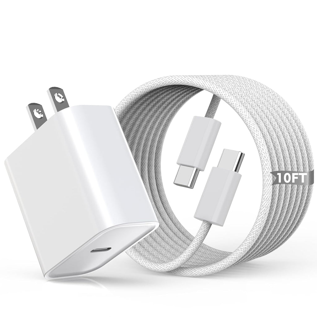 Cable tejido de 10 pies para Apple 17, 16, 15, 60 W, 10 pies, USB C...