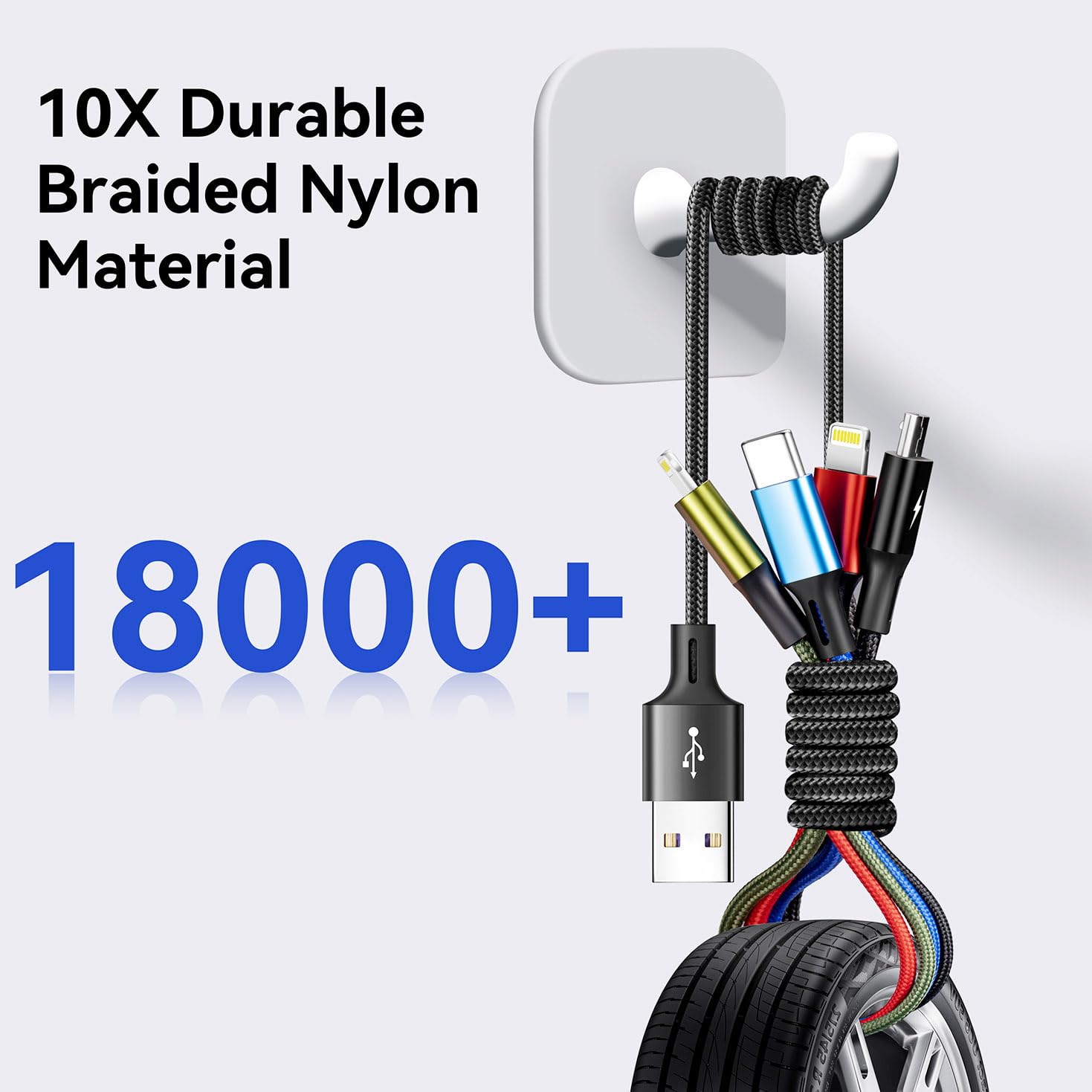 Cable de carga múltiple 3.5A Cable de cargador múltiple trenzado 4...