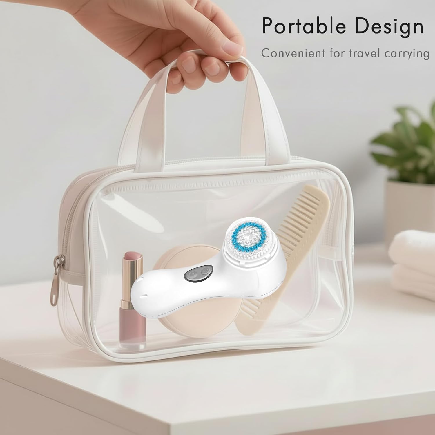 Microtree Cepillo eléctrico de limpieza facial, cepillo facial vibr...