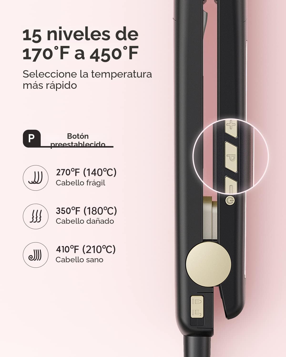 Wavytalk Plancha de pelo de titanio 100% puro, de doble voltaje, cr...