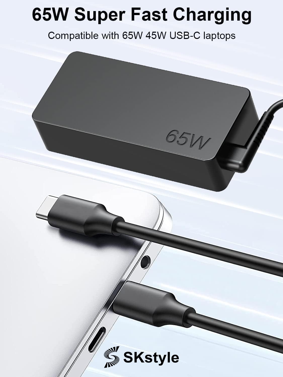 S SKSTYLE Cargador USB C de 65 W, adaptador de corriente tipo C de...