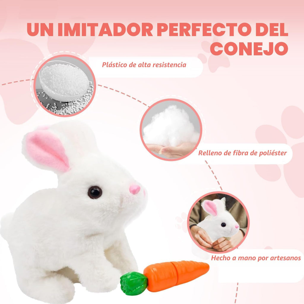 Zloeoa Conejito de peluche electrónico, juguete electrónico interac...