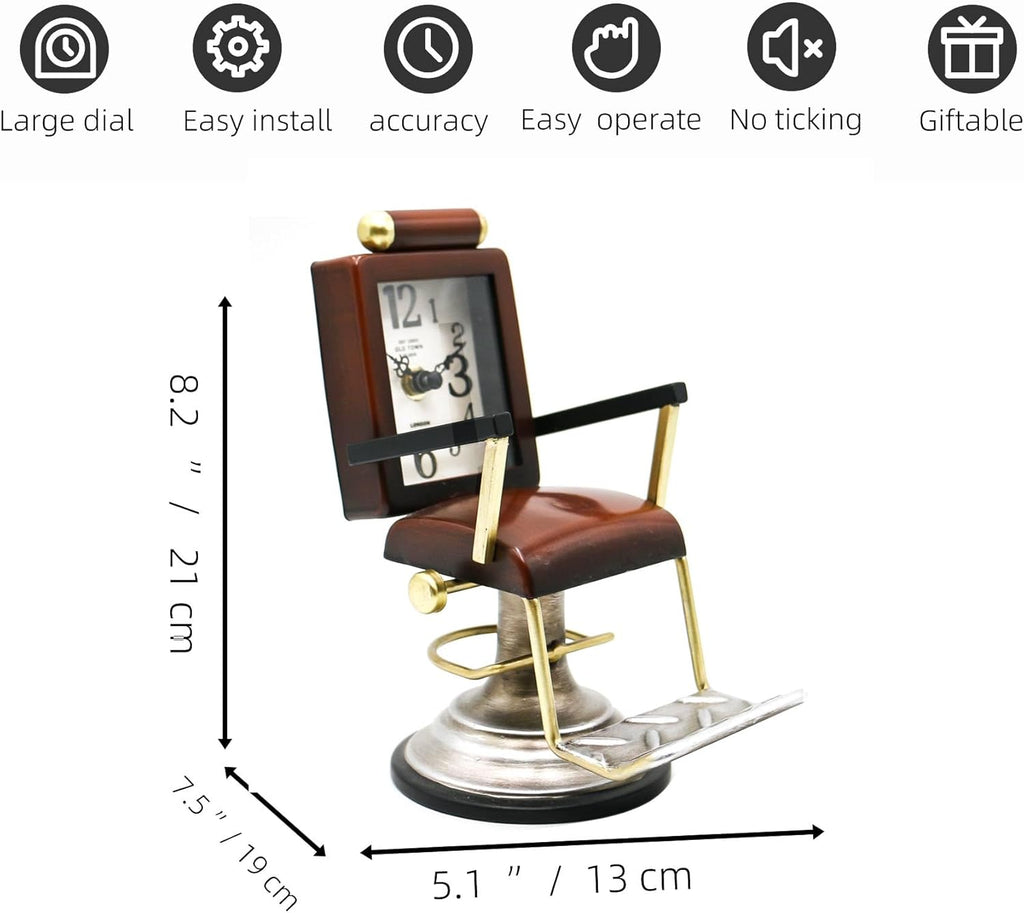 Reloj de escritorio YOUKI de bronce para barbero, reloj para peluqu...