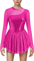 AFAVOM Vestido de patinaje artístico con lentejuelas para mujer, ma...