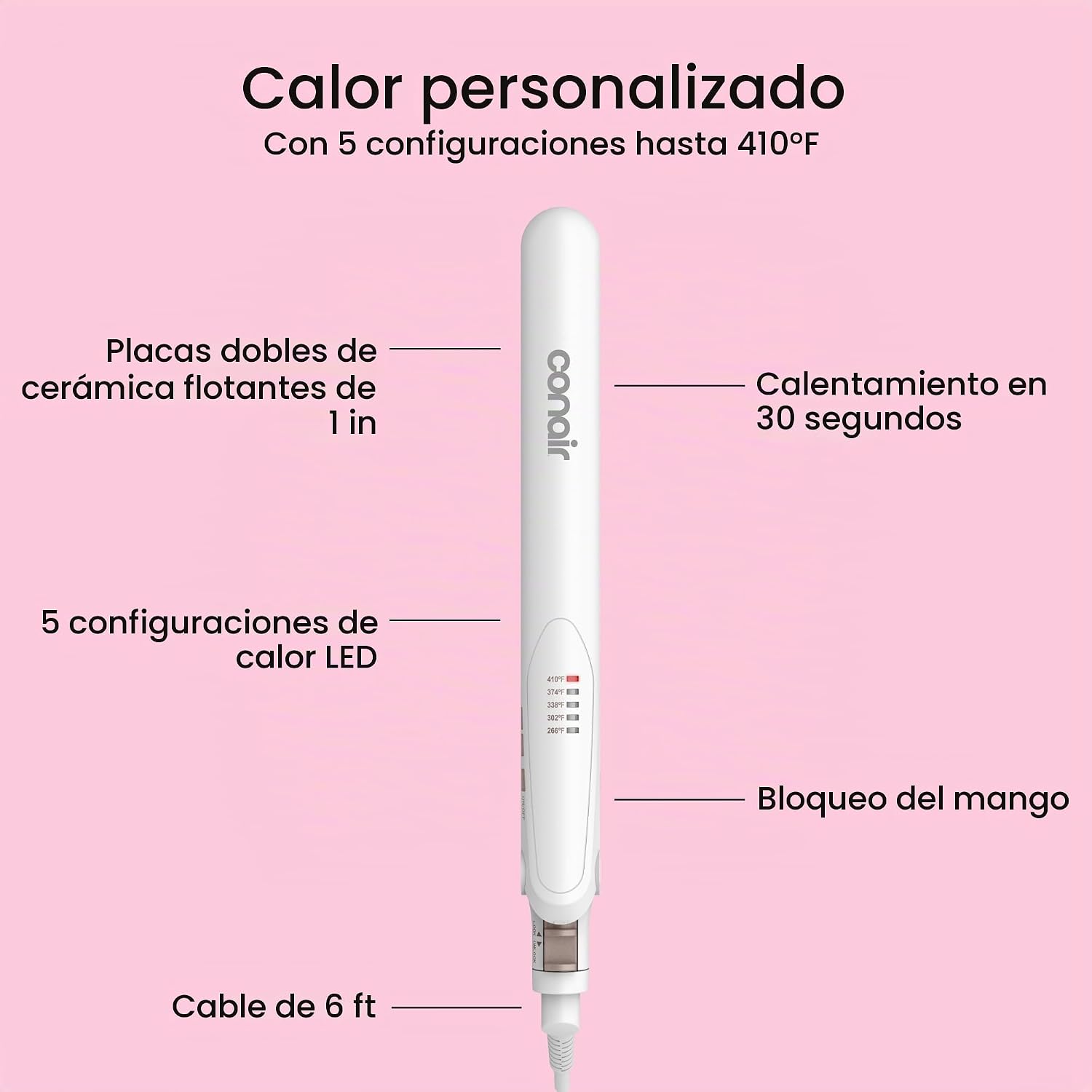 Conair Plancha plana de cerámica doble, plancha de pelo de 1 pulgad...