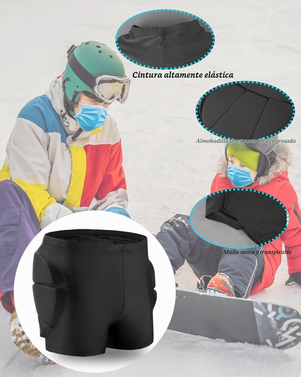 Reomoto Almohadillas de protección de cadera para niños, pantalones...