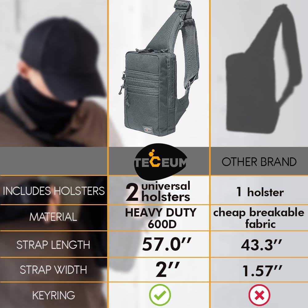 TECEUM Bolso táctico \u2013 Bandolera de hombro y pecho con funda p...