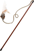 OurPets Play-N-Squeak Varilla de juego con plumas y cuerda para gat...