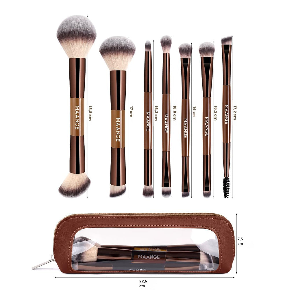 MAANGE Juego de 7 pinceles para maquillaje con bolsa, brochas de ma...
