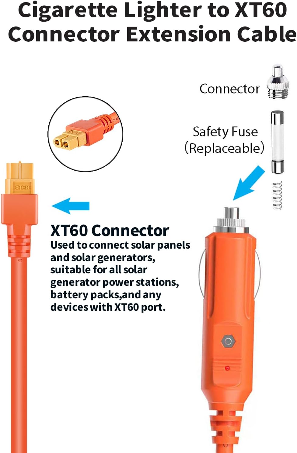 Cable de extensión de cargador de coche con conector XT60, cable de...